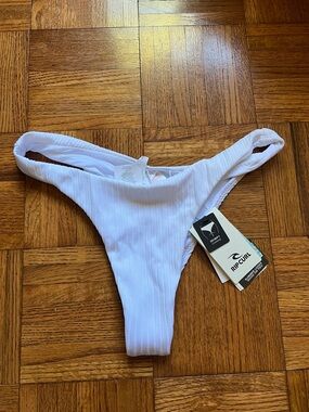 Rip Curl Premium Surf White Ribbed High Leg Skimpy Bikini Bottom